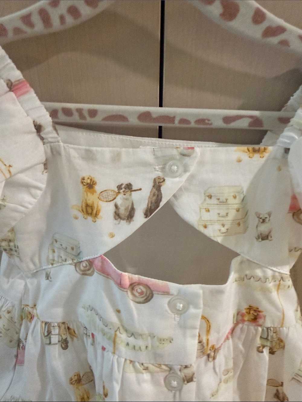 Janie and Jack White  GRAY MALIN  Dress with Pink & Gold Travel Motif - Picture 5 of 6